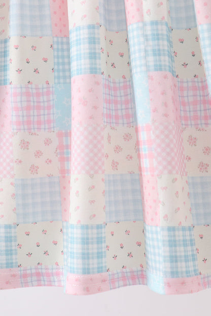 Checkered Floral Smocked Dress