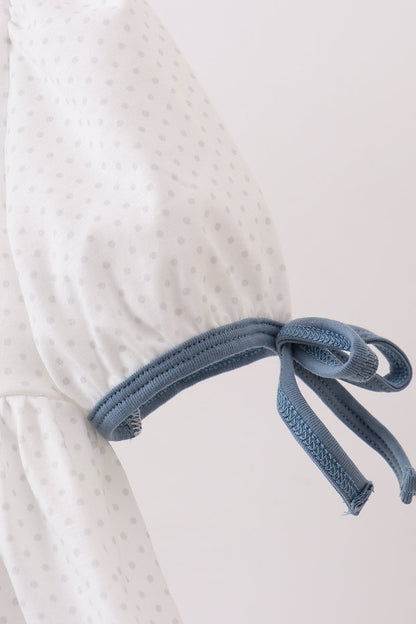 Blue Apple Crayon French Knot Ruffle Dress