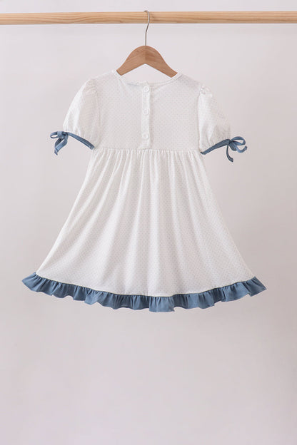 Blue Apple Crayon French Knot Ruffle Dress