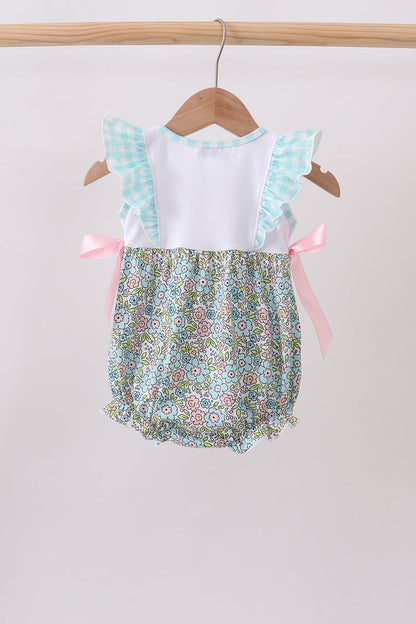 Mint Chicken Applique Ruffle Bubble