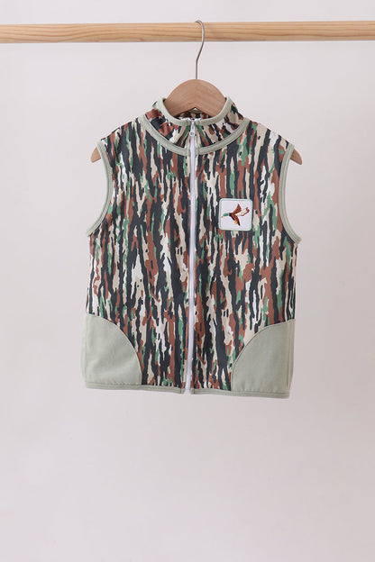 Camo Duck Embroidered Zip Vest