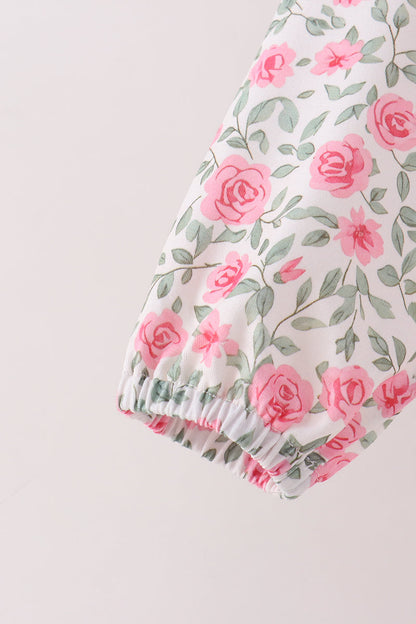 Pink floral print skorts set