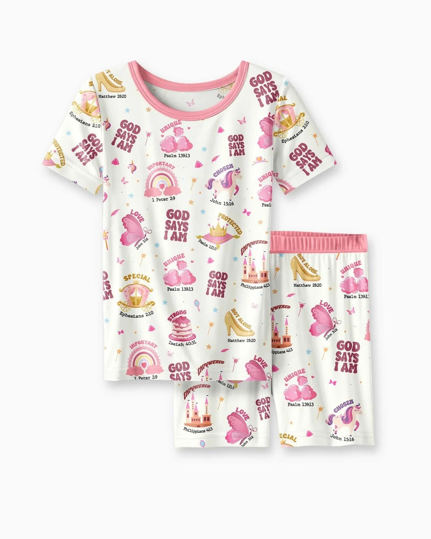 God Says I Am Girl Bamboo Two Piece Short Sleeve Shorts Pajama Set