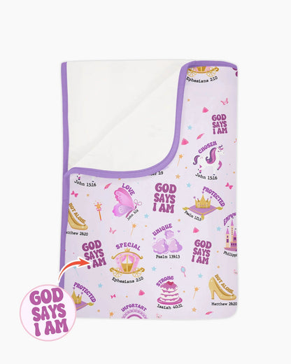God Says I Am Girl Bamboo Blanket