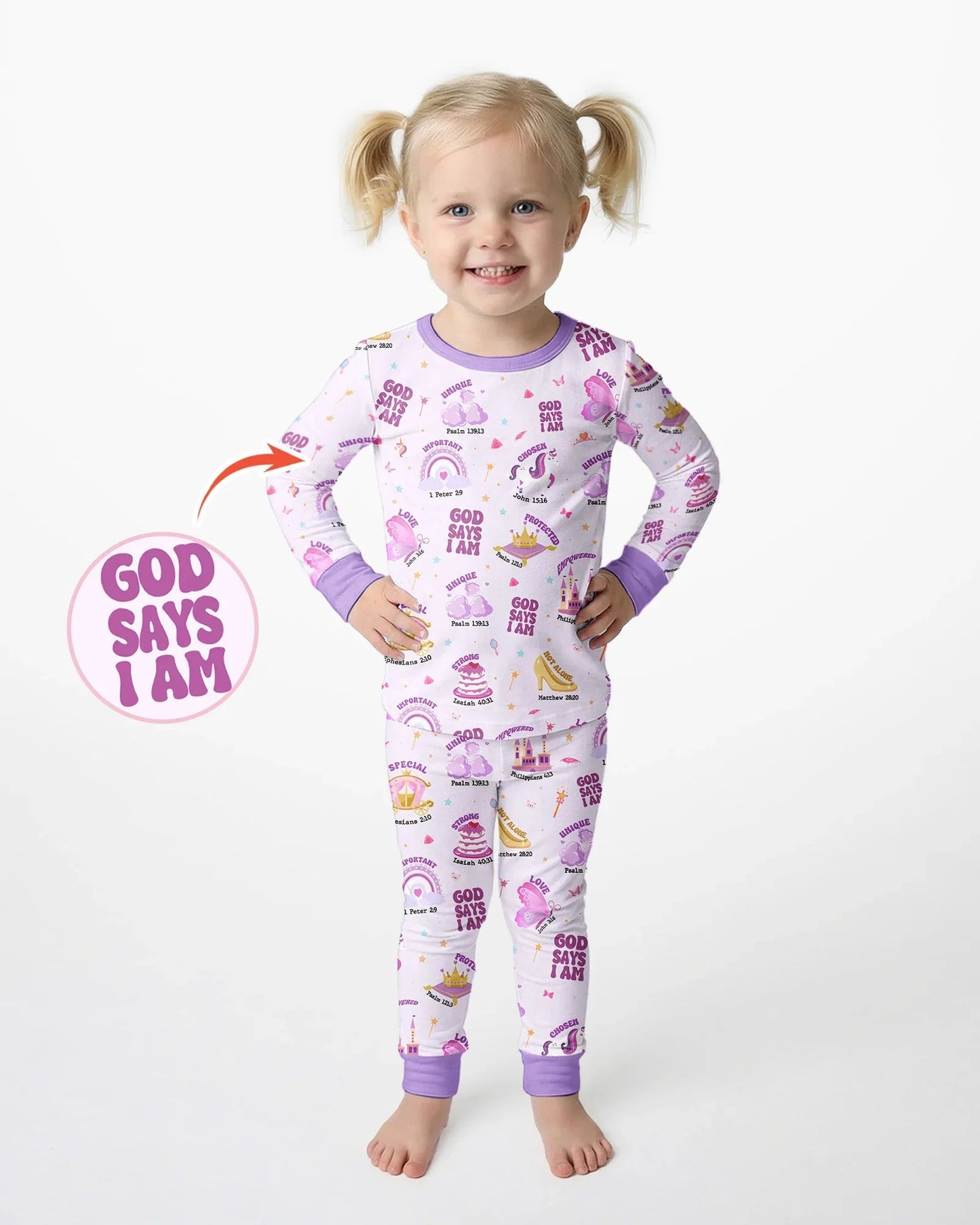 God Says I Am Girl Bamboo Two Piece Long Sleeve Pajama Set