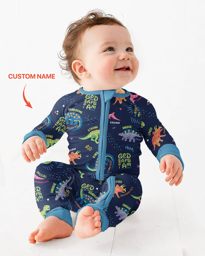 Custom Name God says I am Dinosaur Bamboo Convertible Zippy