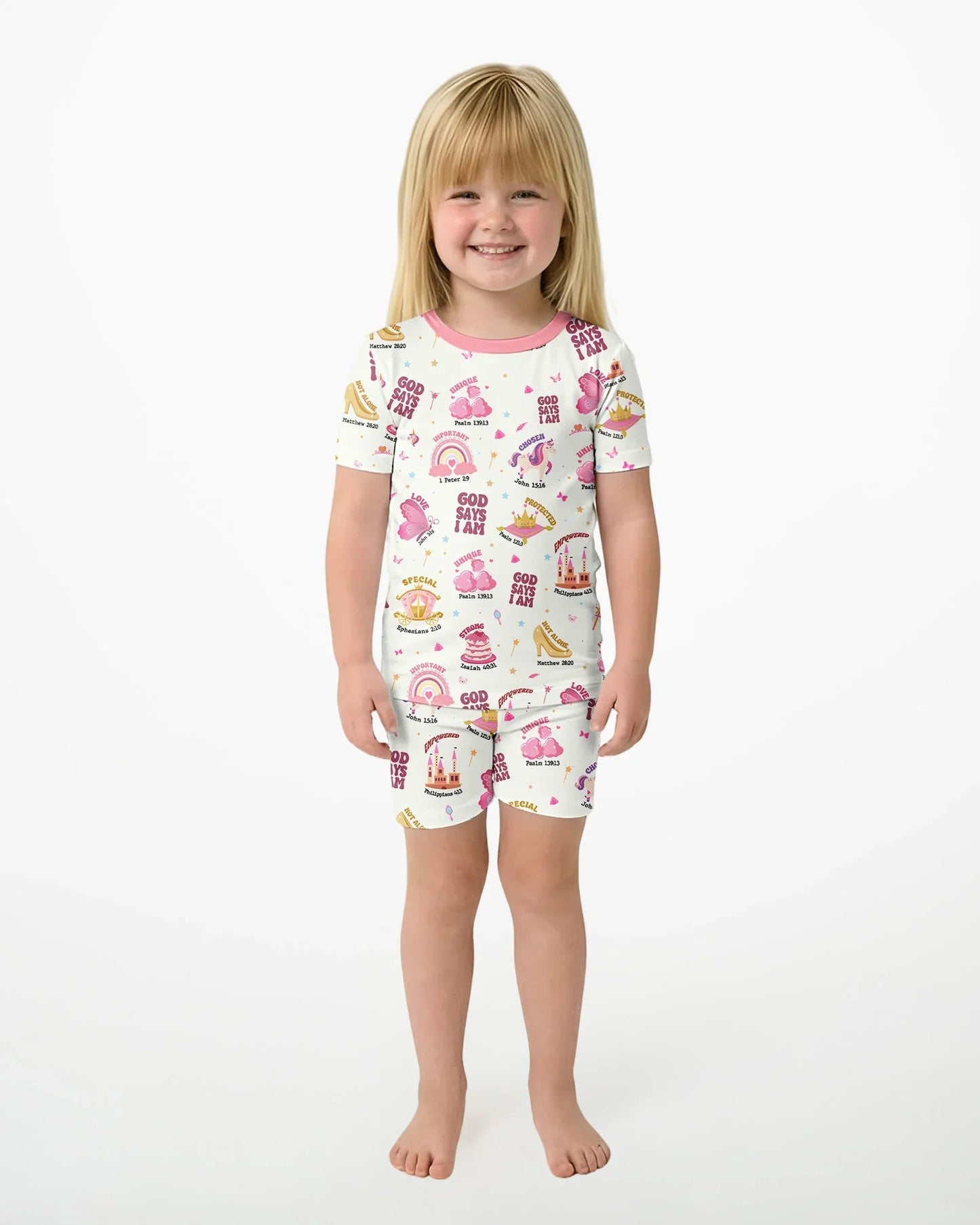 God Says I Am Girl Bamboo Two Piece Short Sleeve Shorts Pajama Set