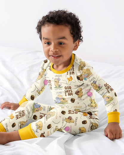 God Says I Am – Little Blessings Bamboo Two Piece Long Sleeve Pajama Set