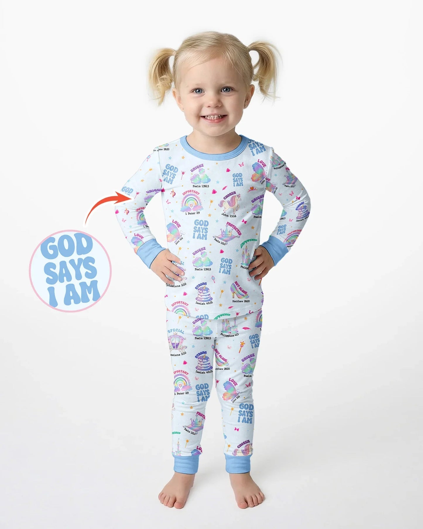 God Says I Am Girl Bamboo Two Piece Long Sleeve Pajama Set