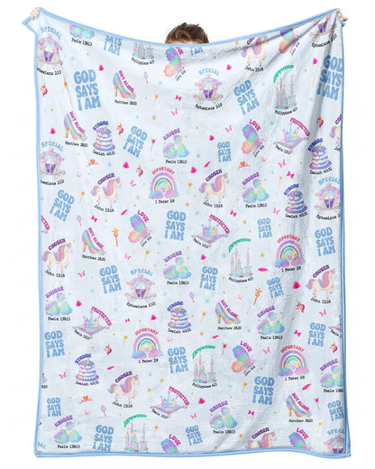 God Says I Am Girl Bamboo Blanket