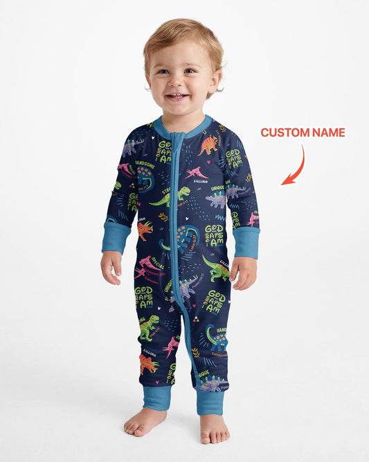 Custom Name God says I am Dinosaur Bamboo Convertible Zippy