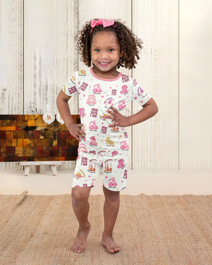 God Says I Am Girl Bamboo Two Piece Short Sleeve Shorts Pajama Set
