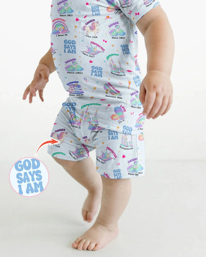 God Says I Am Girl Bamboo Two Piece Short Sleeve Shorts Pajama Set