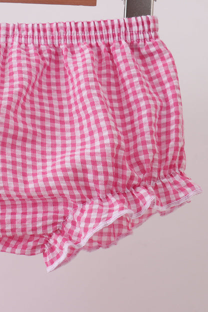 Pink cherry gingham bloomer set