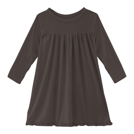 Long Sleeve Swing Dress in Bark