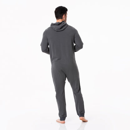 Adult Fleece Jumpsuit with Hood in Pewter