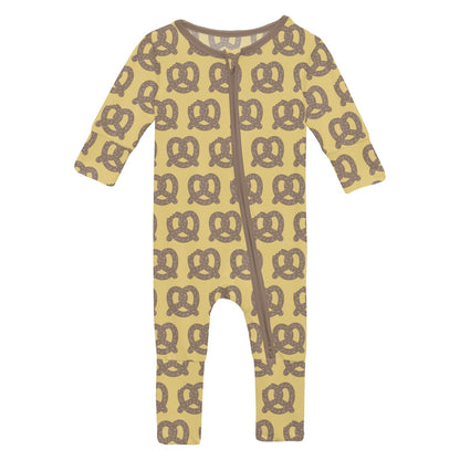 Print Convertible Coverall in Flax Giant Pretzel