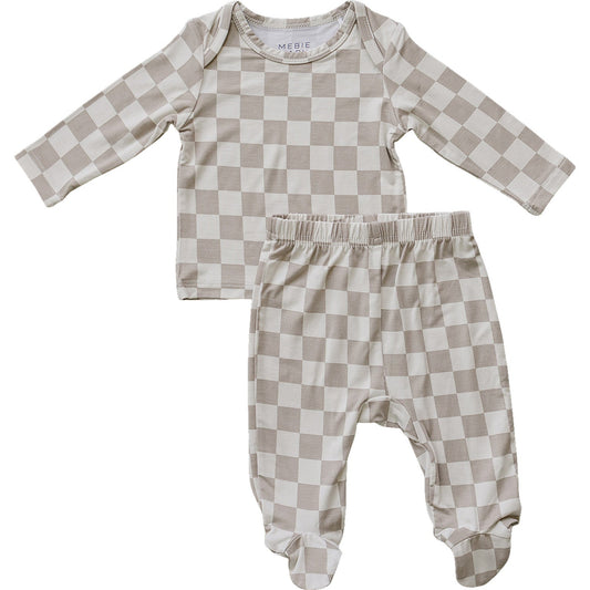 Taupe Checkered Bamboo Layette Set