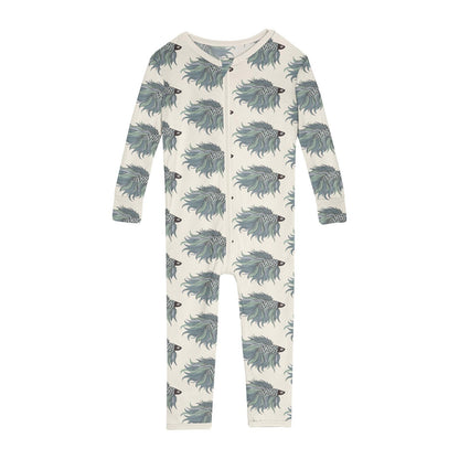 Print Convertible Sleeper with Zipper in Natural Rainbow Fish