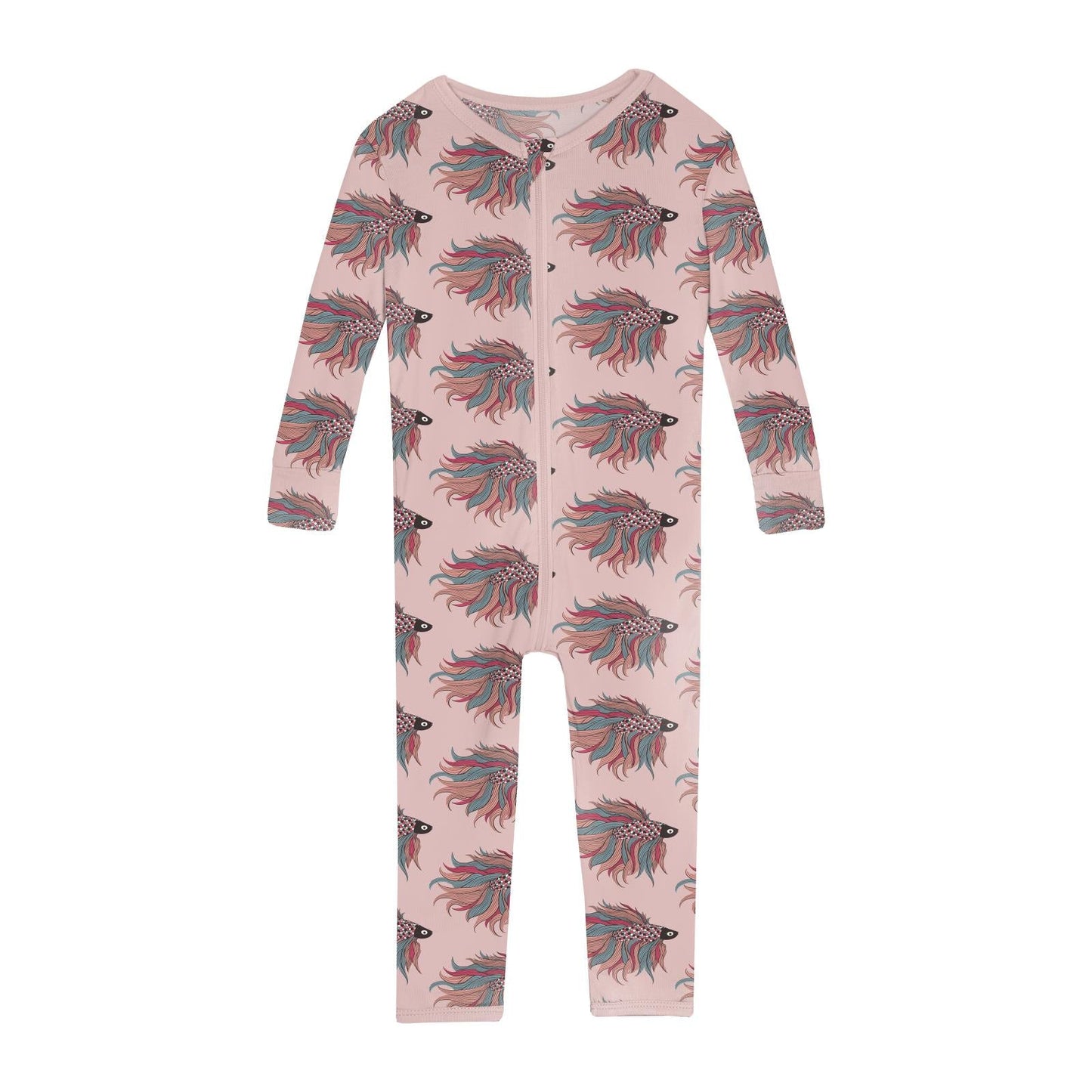 Print Convertible Sleeper with Zipper in Baby Rose Rainbow Fish