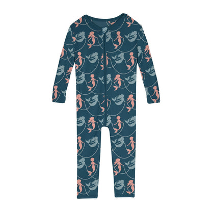 Print Convertible Sleeper with Zipper in Peacock Mermaids & Pearls