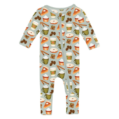 Print Convertible Coverall in Aloe Pumpkin Spice