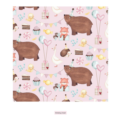 Print Coverall with 2 Way Zipper in Shrinking Violet Forest Party