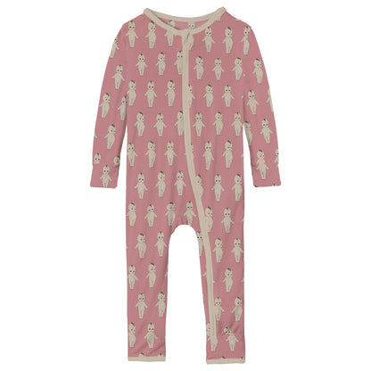 Print Coverall with Zipper in Desert Rose Baby Doll
