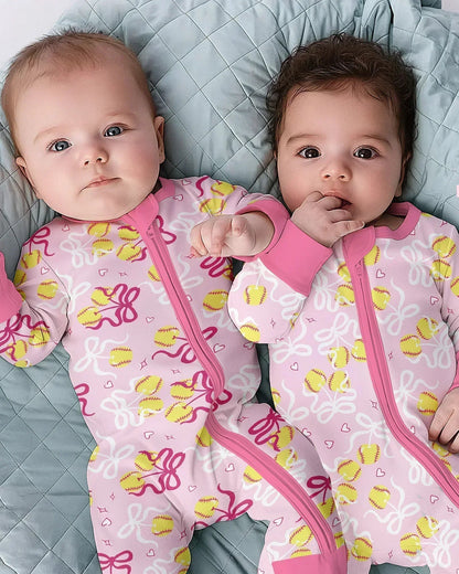 Softball Cherry Mom And Girl Matching Bamboo Convertible Zippy