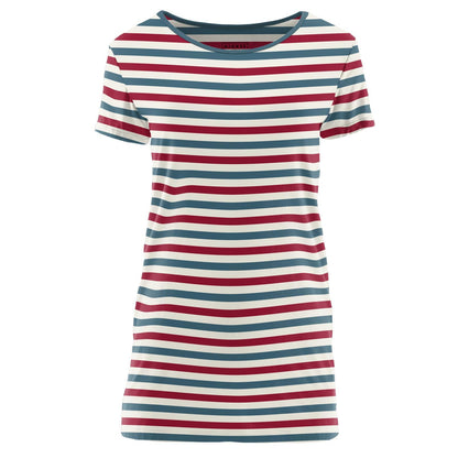 Women's Print Short Sleeve Relaxed Tee in USA Stripe