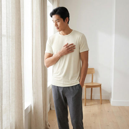 Men's Short Sleeve Crew Neck Tee in Natural