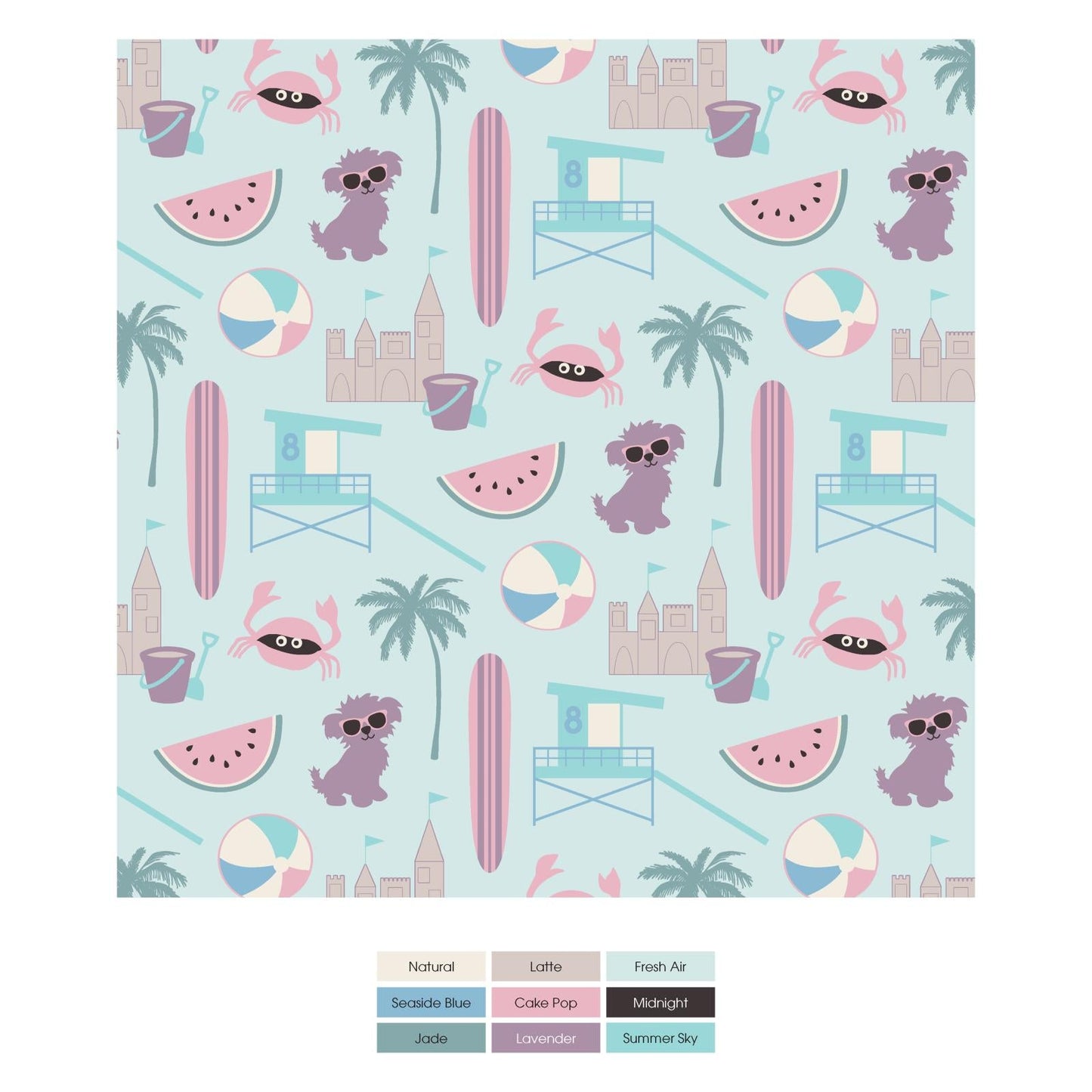 Print Bib Set of 3 in Fresh Air Beach Day, Latte Starfish & Shrinking Violet Flip Flops and Flowers