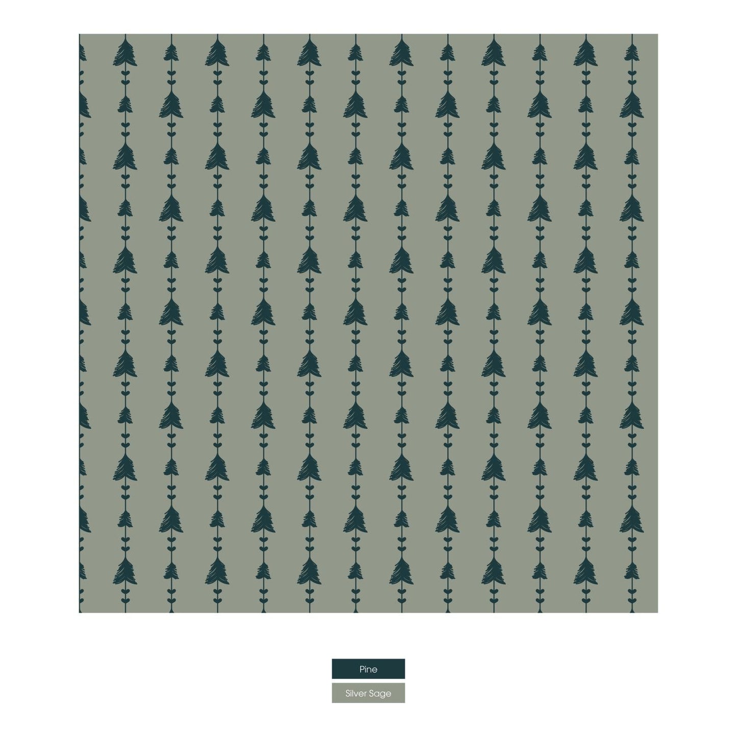 Print Girl's Underwear in Silver Sage Trees & Hearts