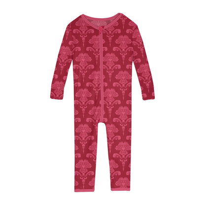 Print Convertible Sleeper with Zipper in Crimson Damask