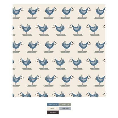 Print Aviator Hat in Natural Ski Birds