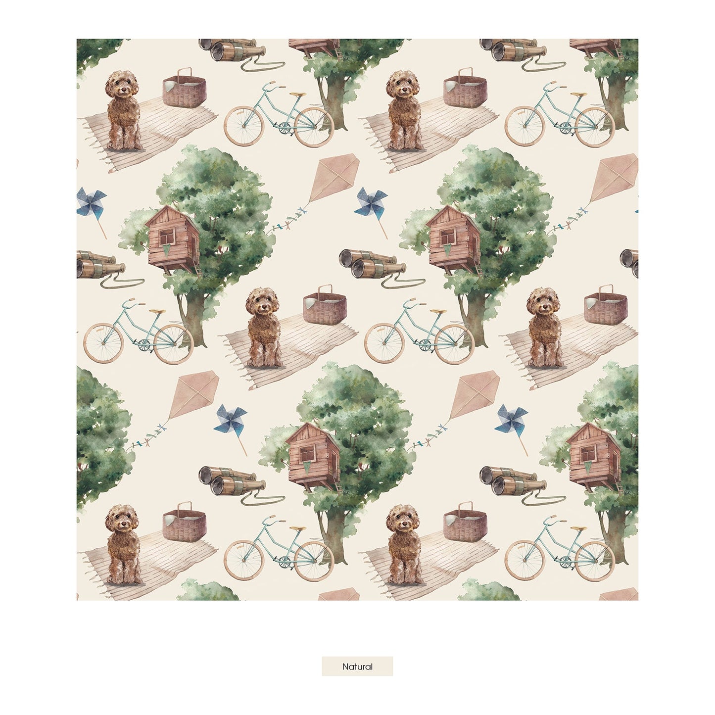 Print Convertible Sleeper with Zipper in Natural Tree House