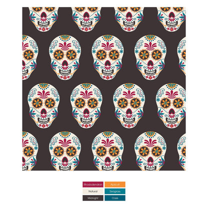 Men's Print Long Boxer Brief with Top Fly in Midnight Dia de los Muertos