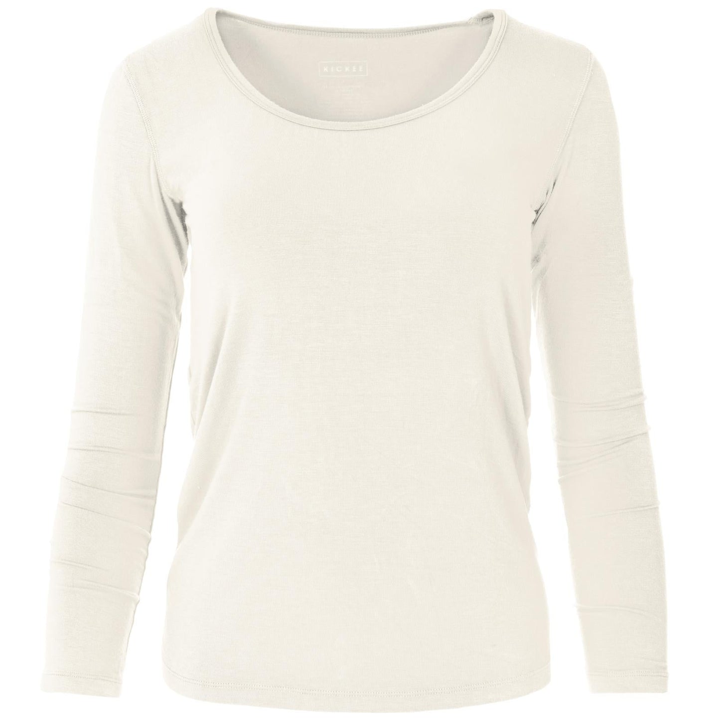 Long Sleeve Scoop Neck Tee in Natural