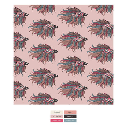 Print Convertible Sleeper with Zipper in Baby Rose Rainbow Fish