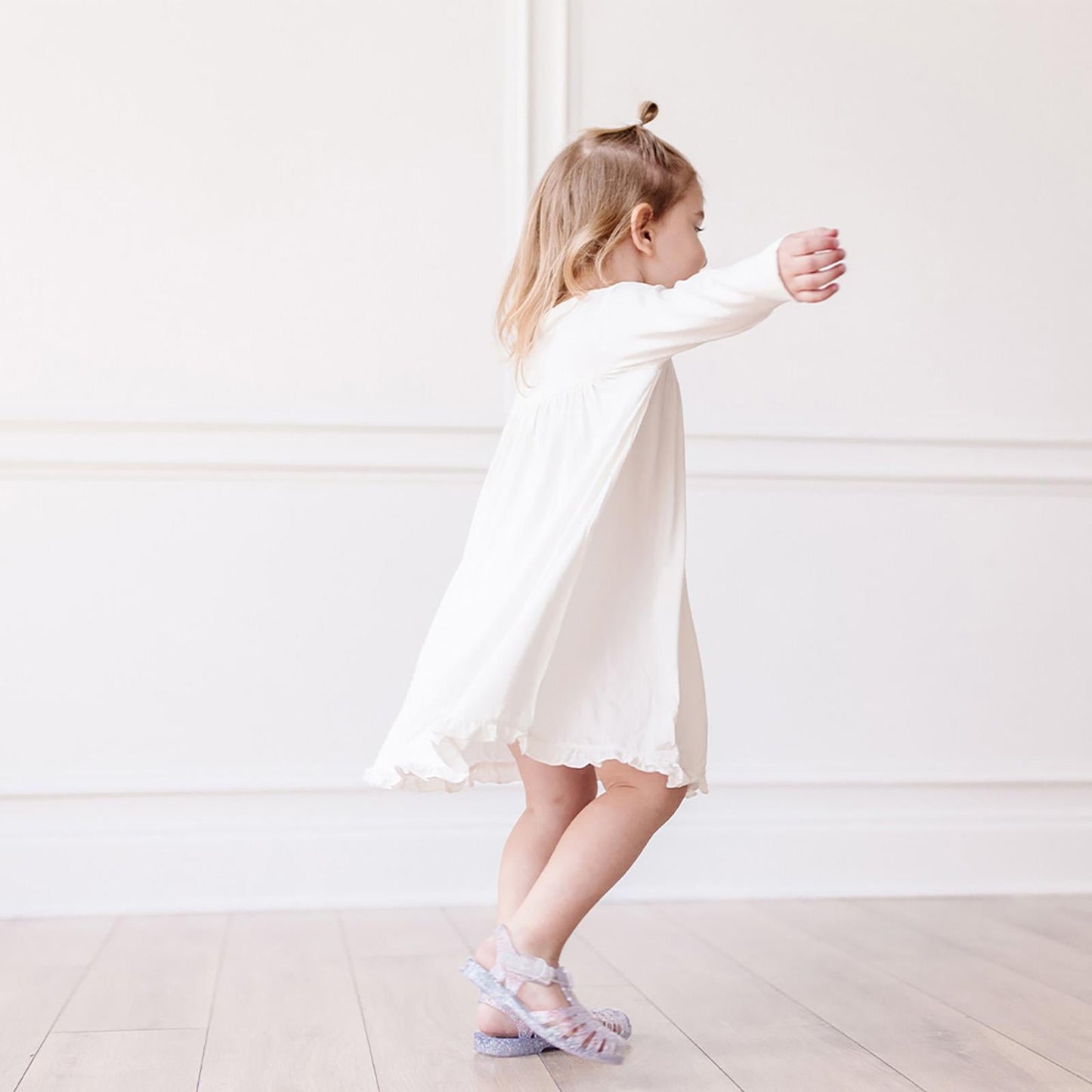 Long Sleeve Swing Dress in Natural