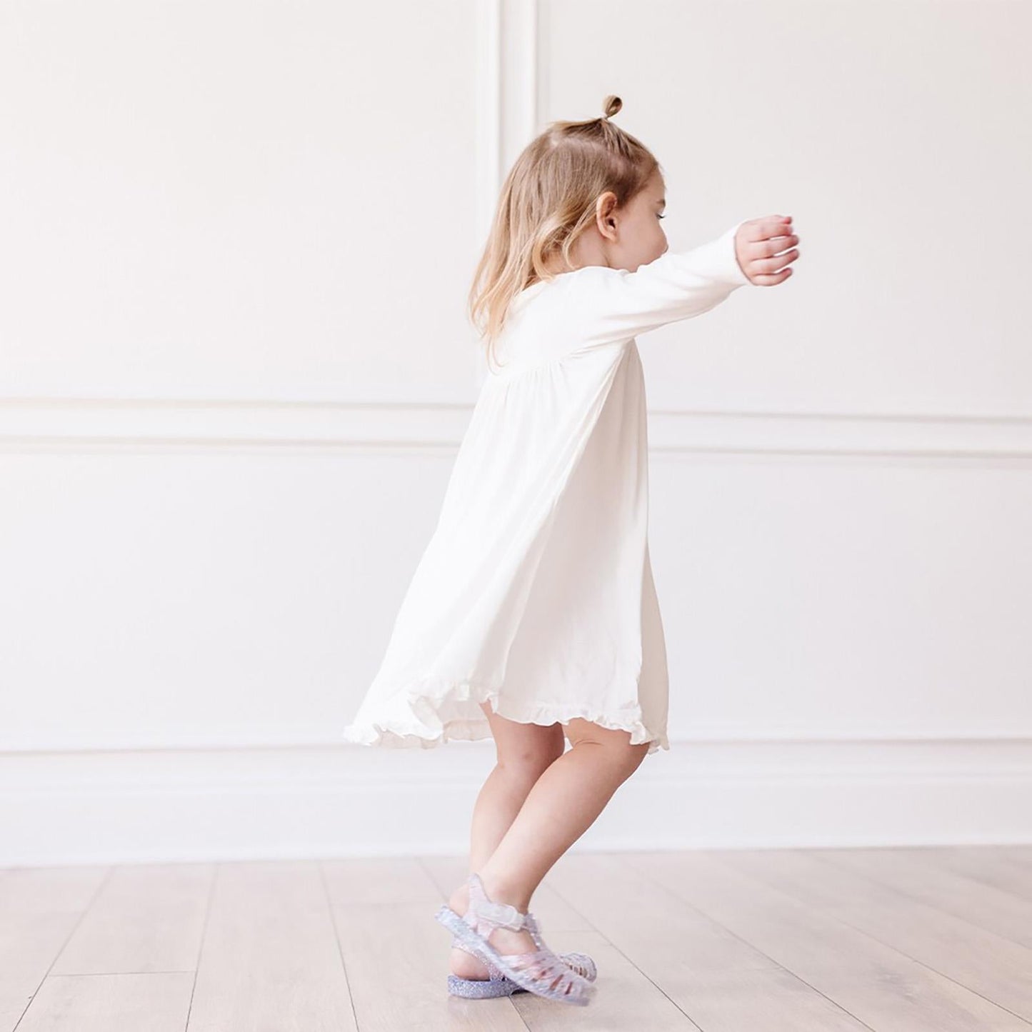 Long Sleeve Swing Dress in Natural