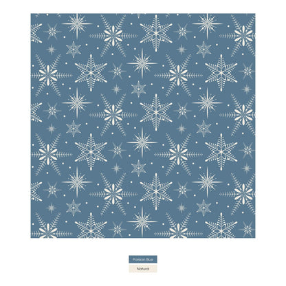 Print Long Sleeve Tiered Dress in Parisian Blue Snowflakes