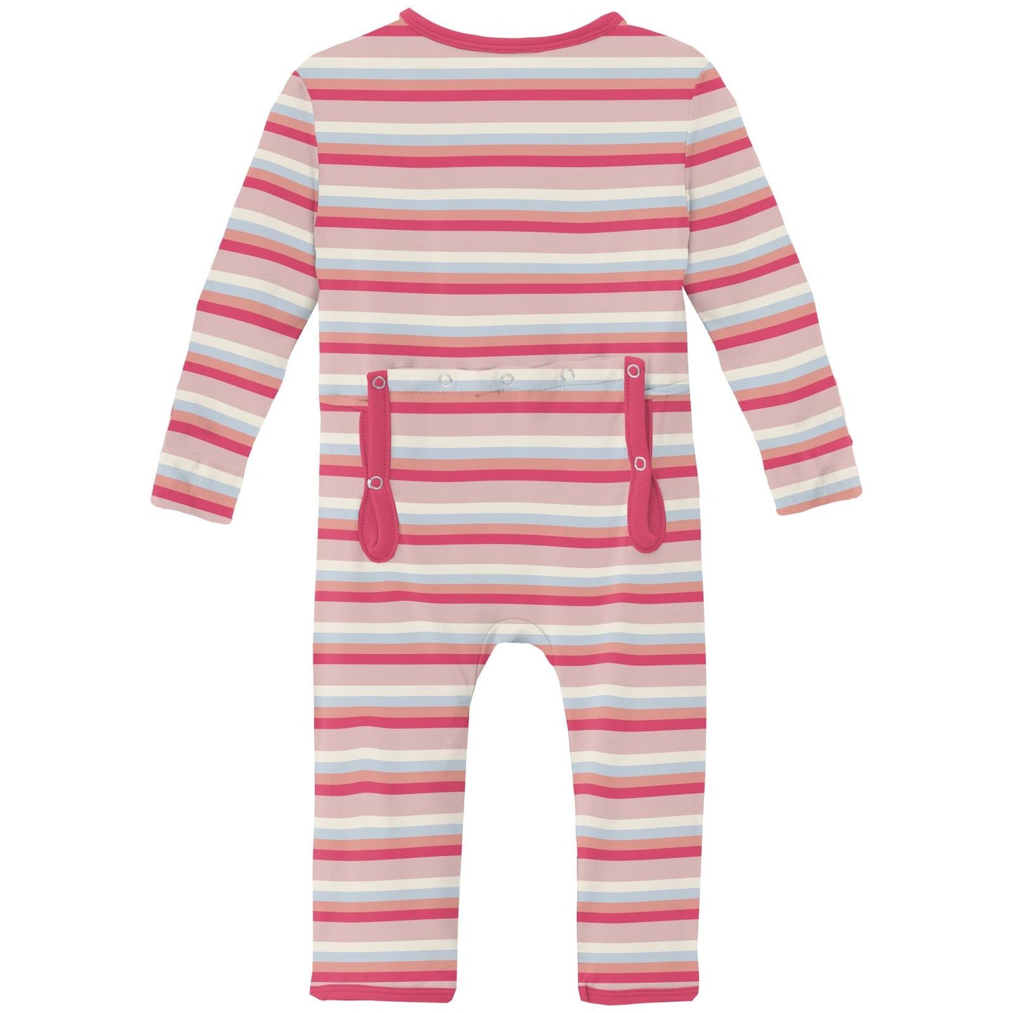 Print Coverall with 2 Way Zipper in Baby Rose Stripe