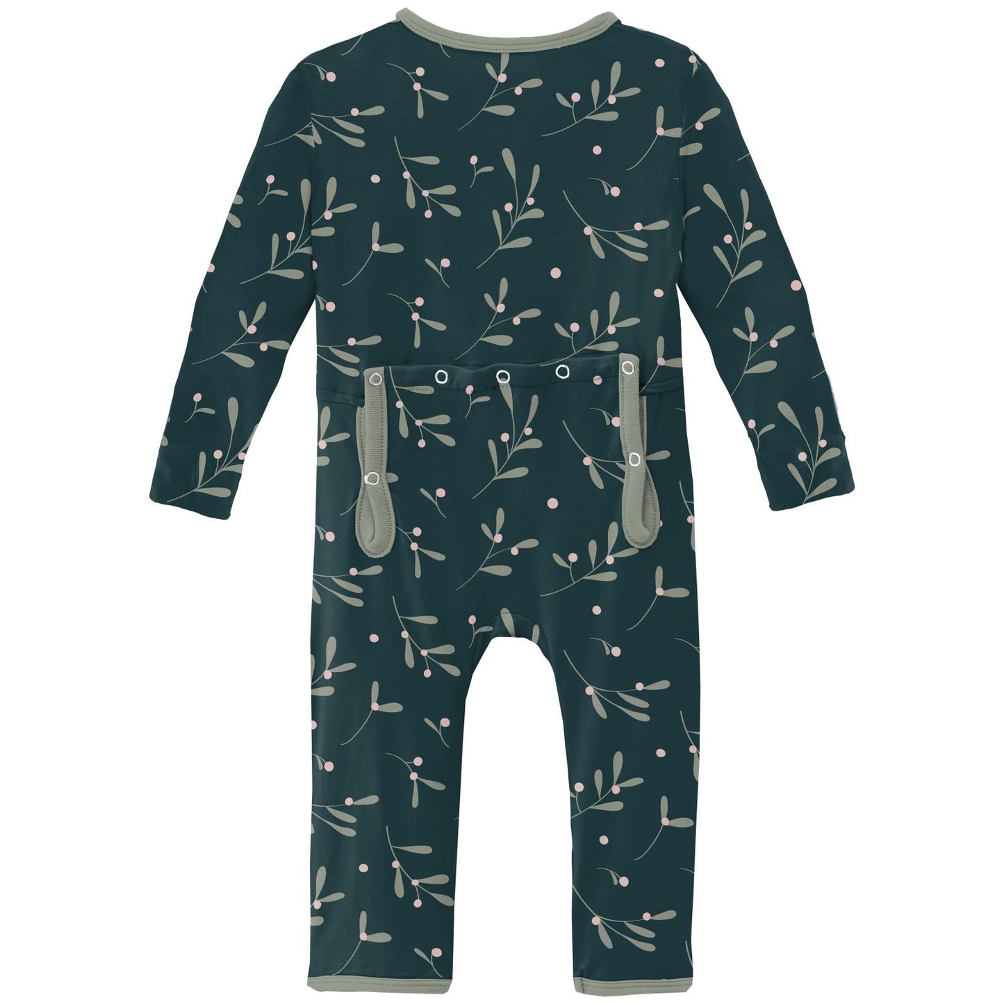 Print Coverall with 2 Way Zipper in Pine Mistletoe