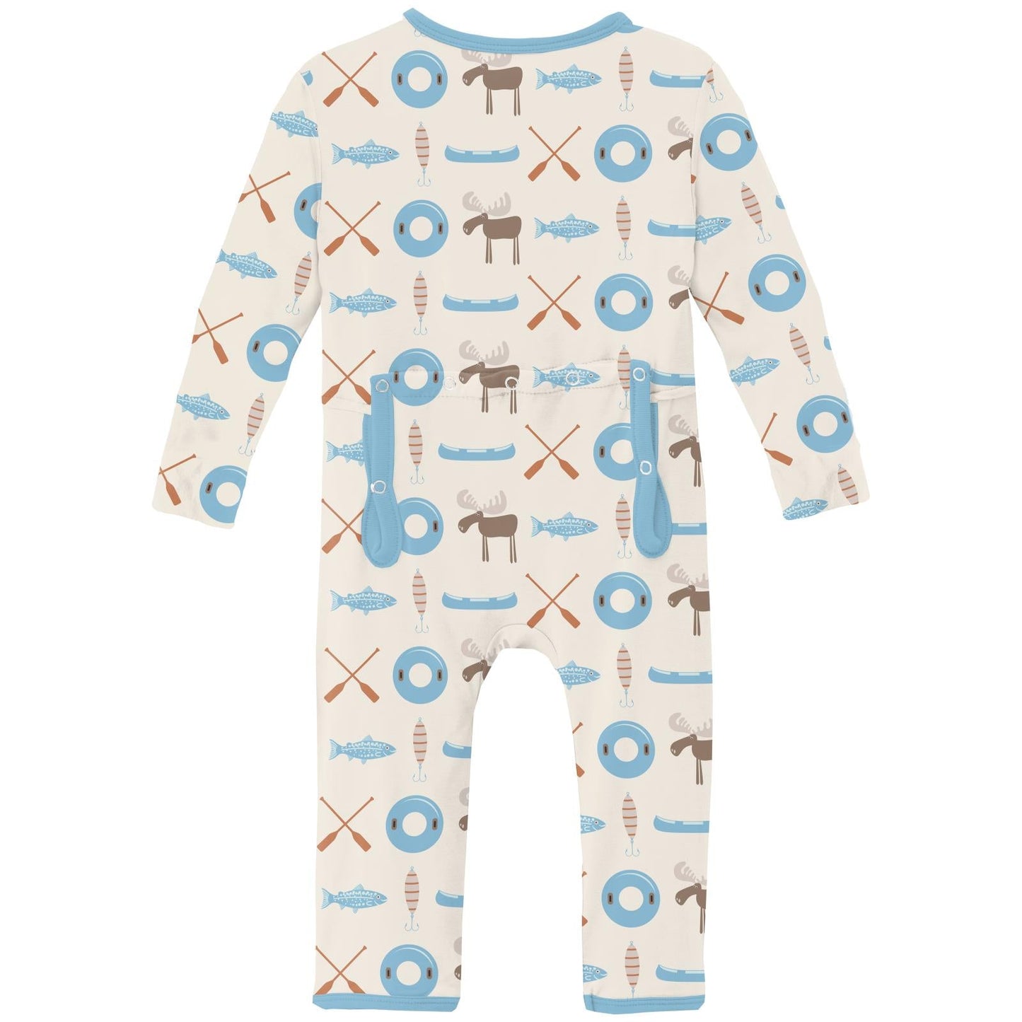 Print Coverall with 2 Way Zipper in Natural Lake Life