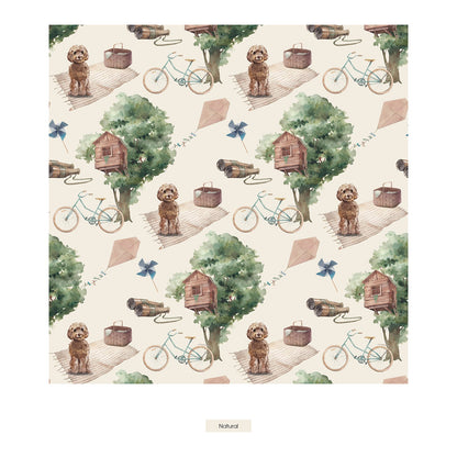 Print Coverall with 2 Way Zipper in Natural Tree House