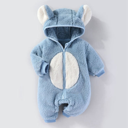 Autumn And Winter Clothes For Babies Baby Thick Warm Long Sleeves Romper Fleece-lined