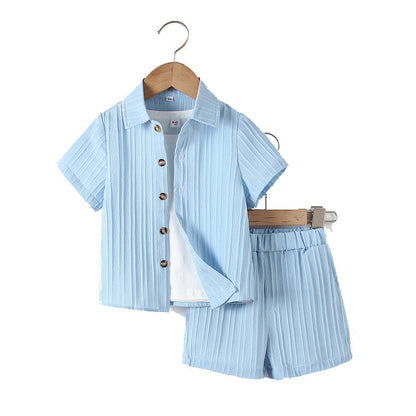 Boy's Handsome Gentleman Suit Summer College Style Short Sleeve Shorts Clothes