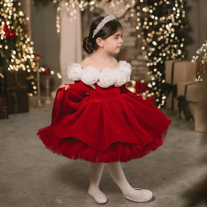 Christmas Princess Dress Children Autumn Long Sleeve Retro