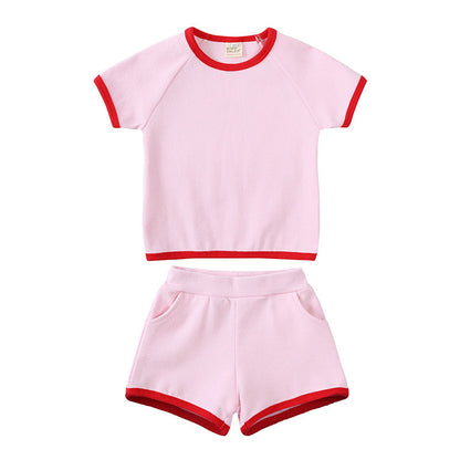 Summer Soft Short Sleeve Shorts Suit